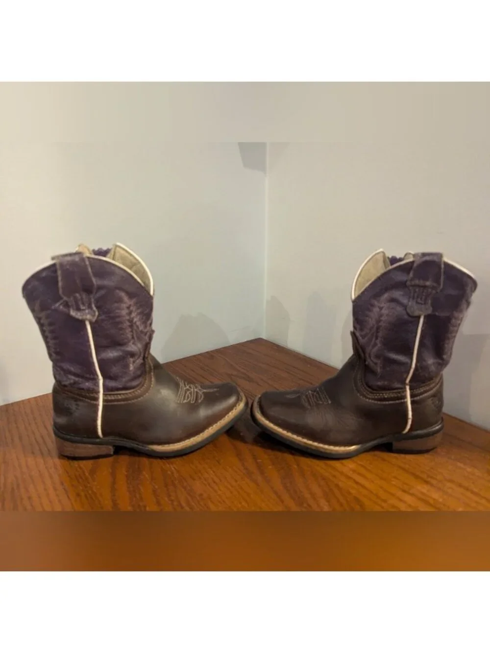Cowgirl Boots Caballo Dorado Western boots Kids Sz 10 purple & brown leather